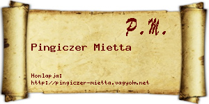 Pingiczer Mietta névjegykártya